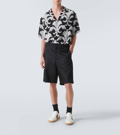 Printed silk bowling shirt