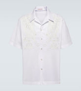 Embroidered cotton poplin bowling shirt