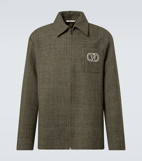 VLogo Signature wool and cotton overshirt
