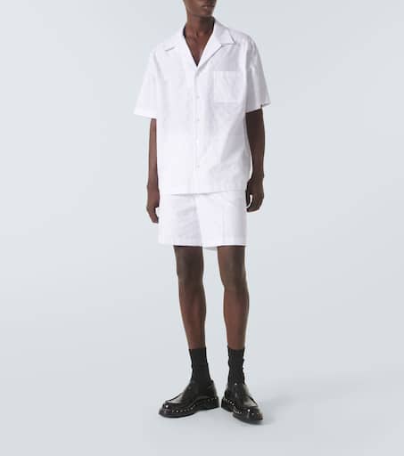 Jacquard cotton poplin shorts