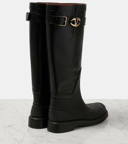 VLogo Bold leather knee-high boots