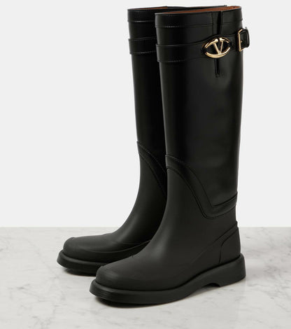 VLogo Bold leather knee-high boots