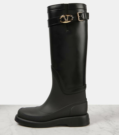 VLogo Bold leather knee-high boots