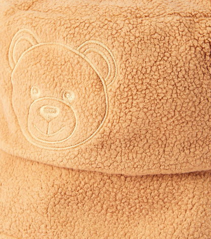 Embroidered fleece bucket hat
