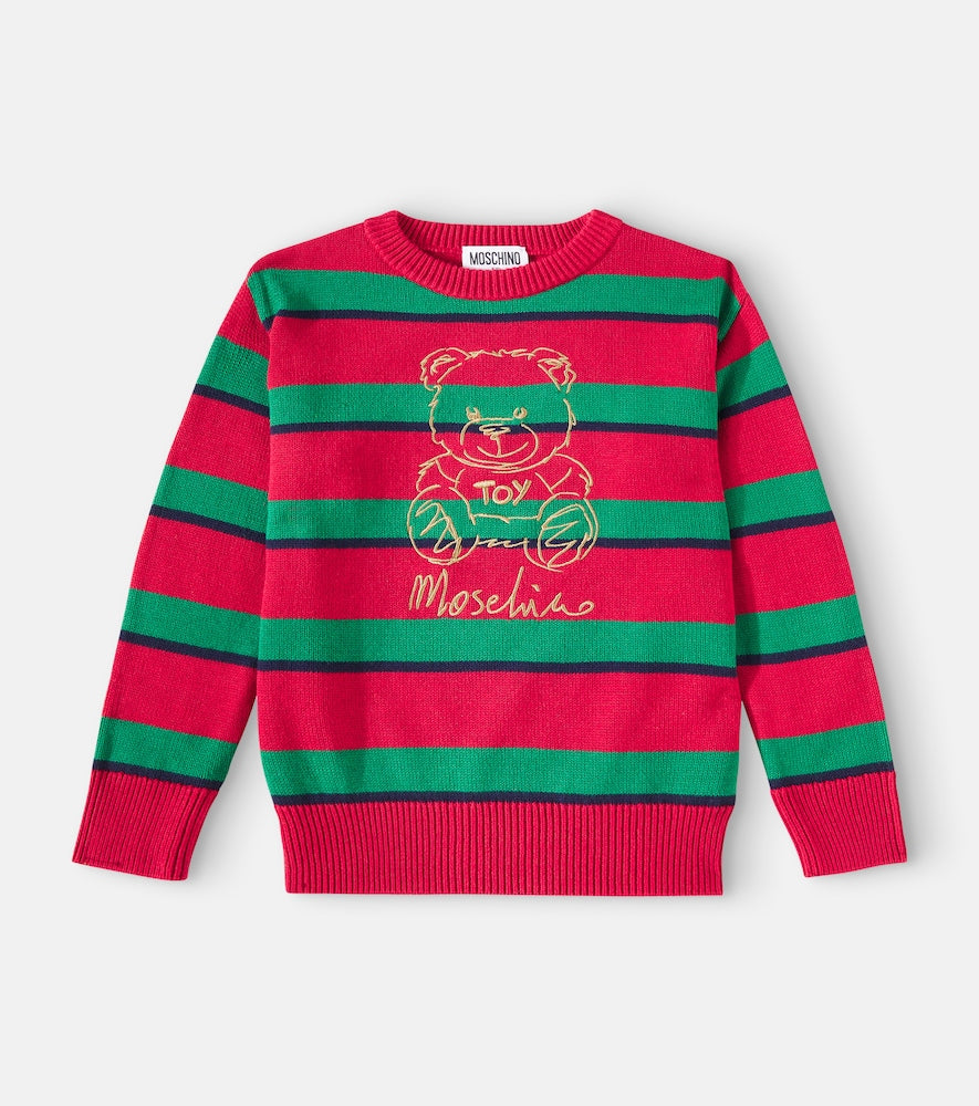 Teddy Bear striped cotton and wool sweater