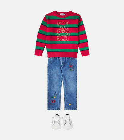 Teddy Bear striped cotton and wool sweater