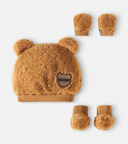 Faux shearling hat, shoes, and gloves set