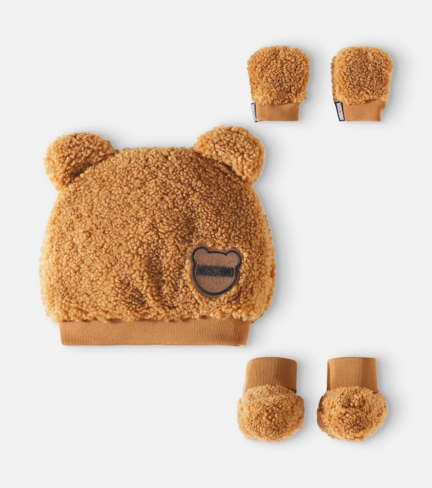 Faux shearling hat, shoes, and gloves set