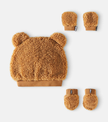 Faux shearling hat, shoes, and gloves set