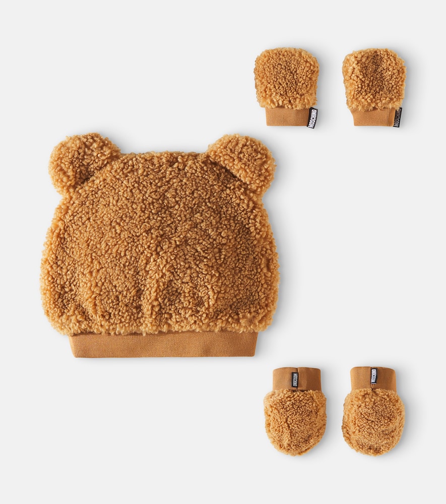 Faux shearling hat, shoes, and gloves set