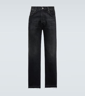 Faded mid-rise straight jeans