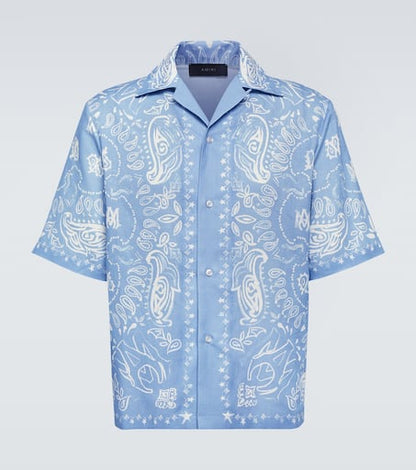Bandana linen and cotton bowling shirt