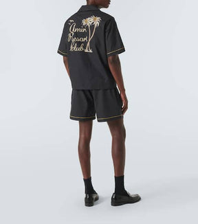 Resort Club embroidered cotton bowling shirt