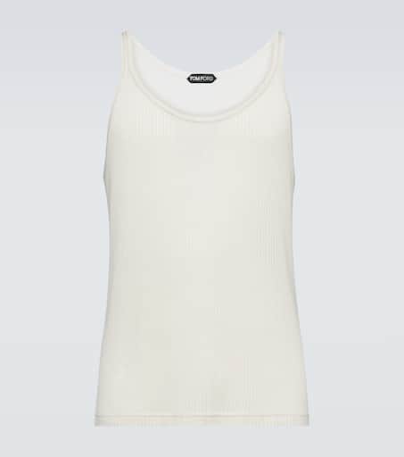 Pointelle silk tank top