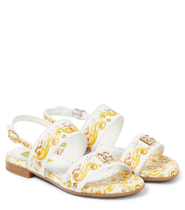 Printed leather sandals
