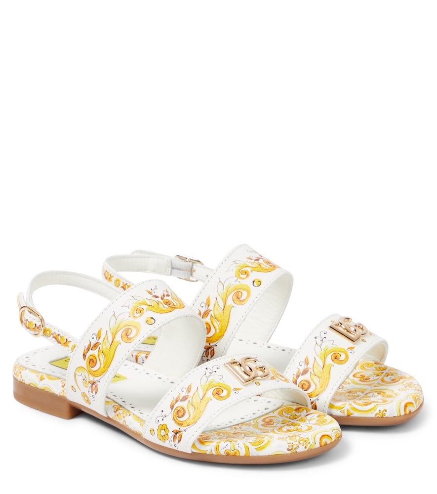Printed leather sandals