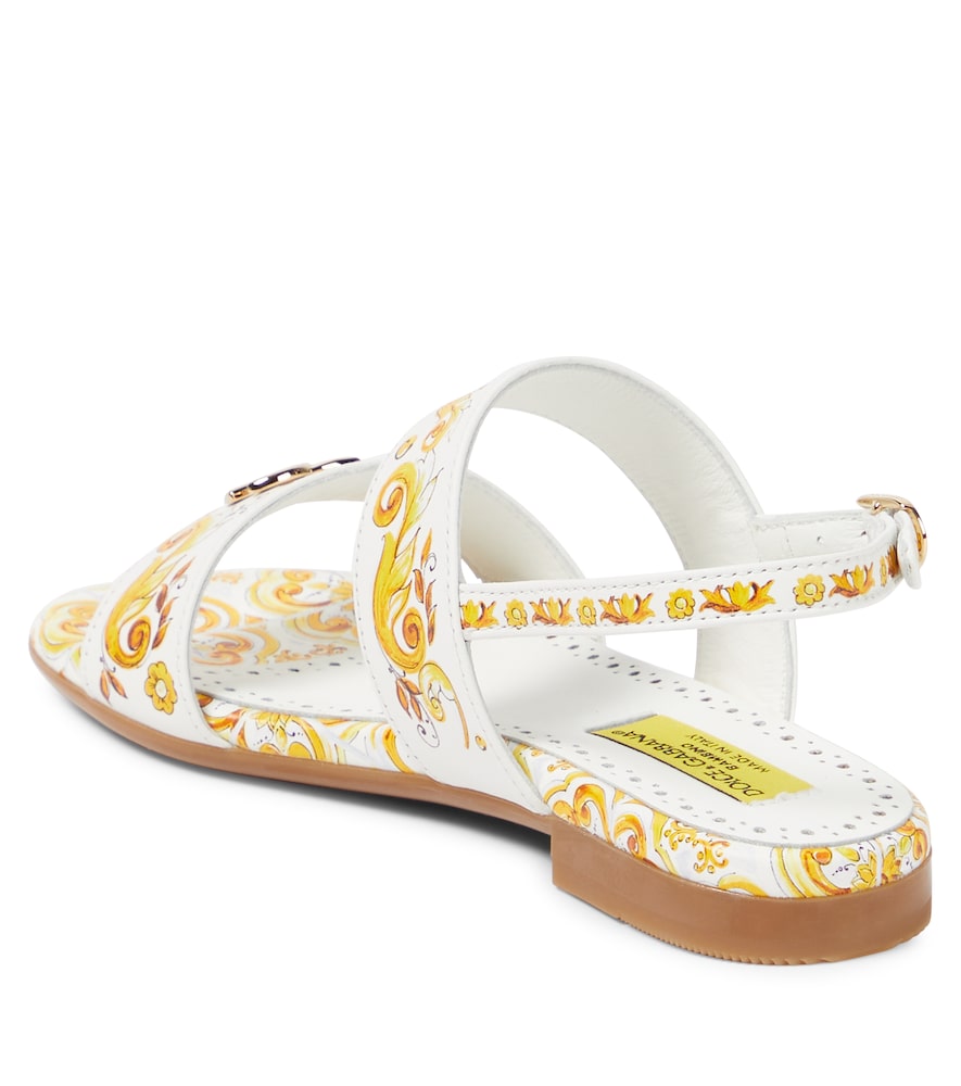 Printed leather sandals
