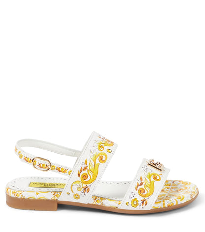 Printed leather sandals
