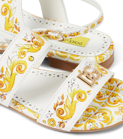 Printed leather sandals