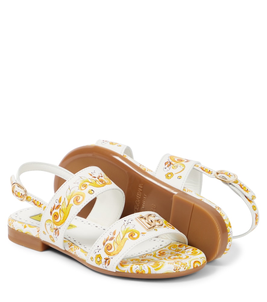 Printed leather sandals