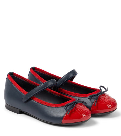 Bow-detail leather ballet flats