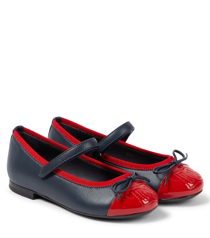 Bow-detail leather ballet flats