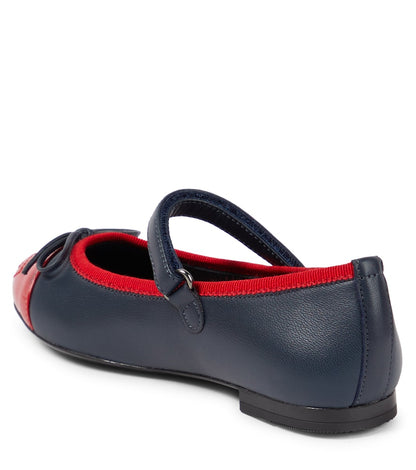 Bow-detail leather ballet flats