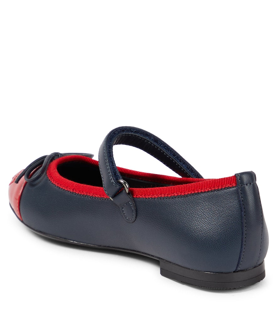 Bow-detail leather ballet flats