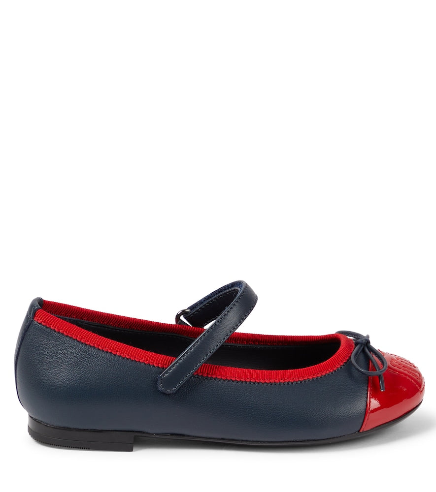 Bow-detail leather ballet flats