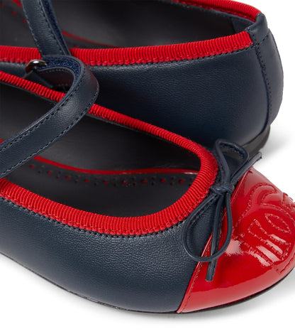 Bow-detail leather ballet flats
