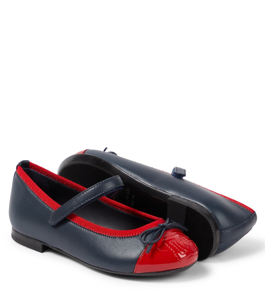 Bow-detail leather ballet flats