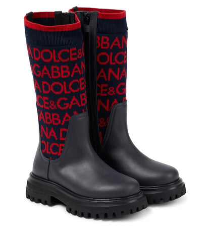 Logo leather ankle boots