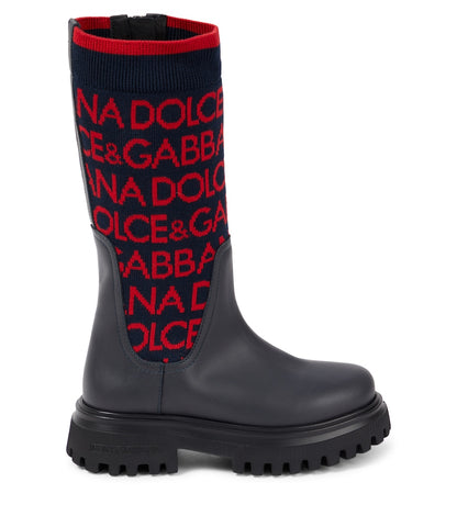 Logo leather ankle boots