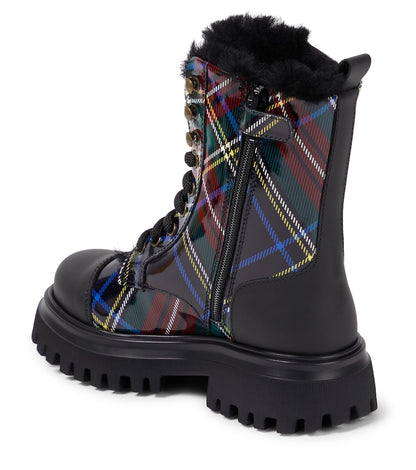 Checked leather boots