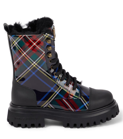 Checked leather boots