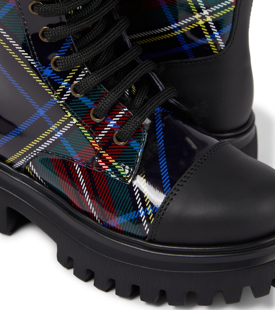 Checked leather boots