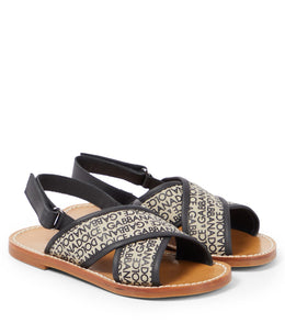 Logo leather-trimmed canvas sandals