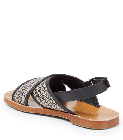 Logo leather-trimmed canvas sandals