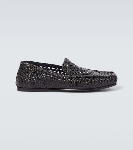 Woven leather driving shoes