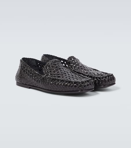 Woven leather driving shoes