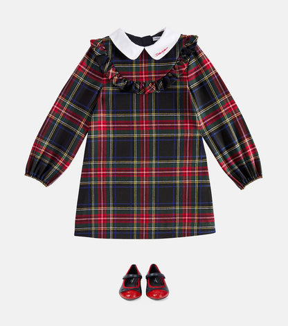 Plaid wool-blend dress