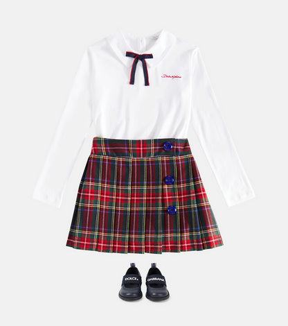 Wool-blend tartan skirt