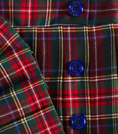 Wool-blend tartan skirt