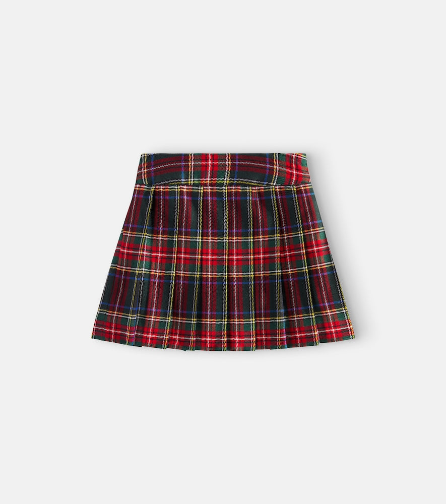 Wool-blend tartan skirt
