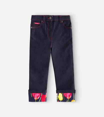Floral straight jeans