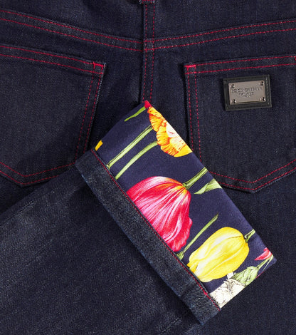 Floral straight jeans