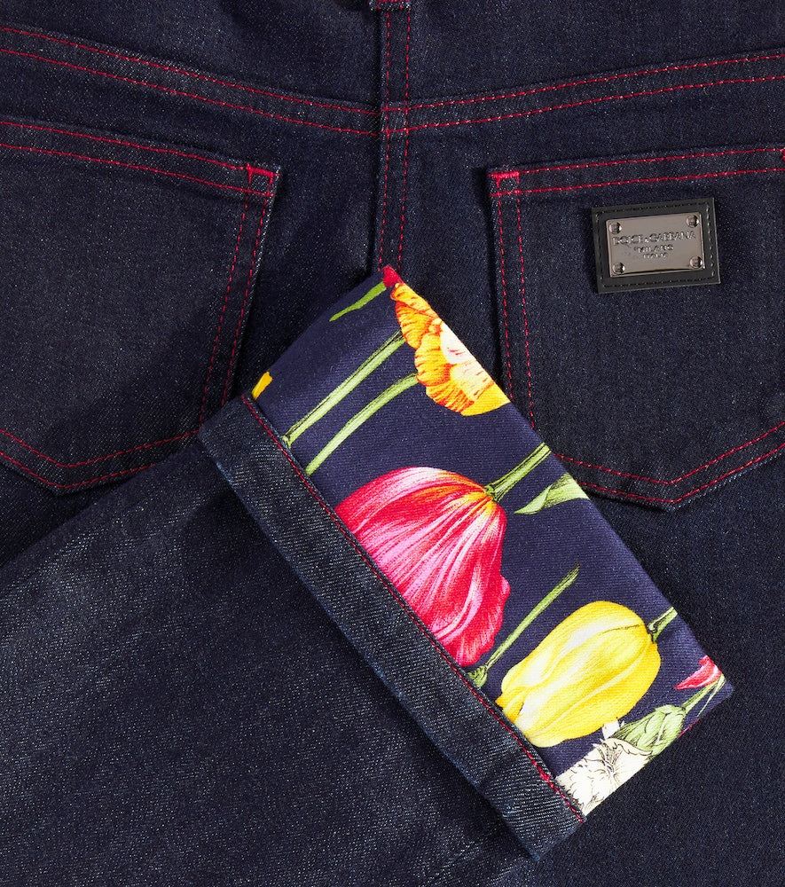 Floral straight jeans