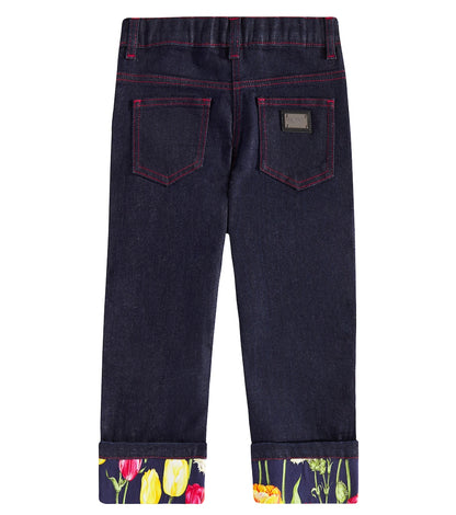 Floral straight jeans