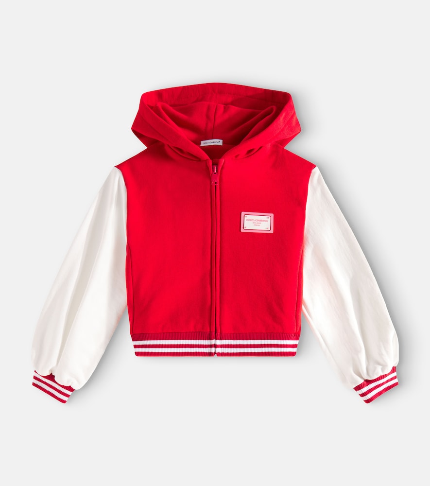 Embroidered cotton jersey hoodie