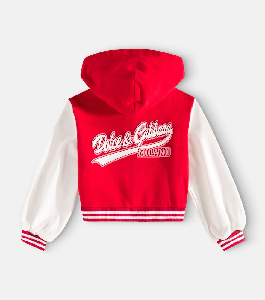 Embroidered cotton jersey hoodie
